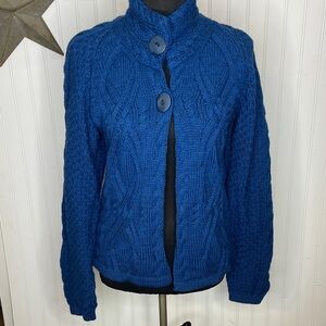 Aran Crafts Blue Cable Knit Cardigan